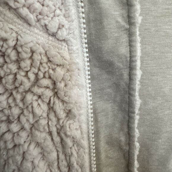 PrAna Cream Permafrost Sherpa Fleece Hooded Full Zip Hoodie Vest Size XL - Picture 13 of 13
